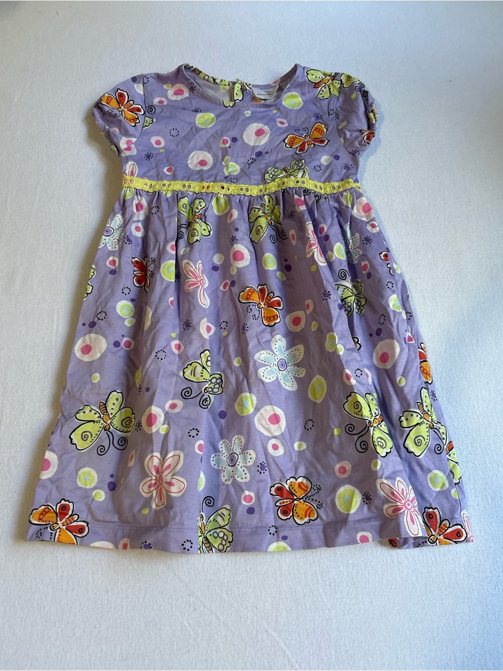 Hanna Andersson Lilac Butterfly Print Dress with Green & Orange Accents